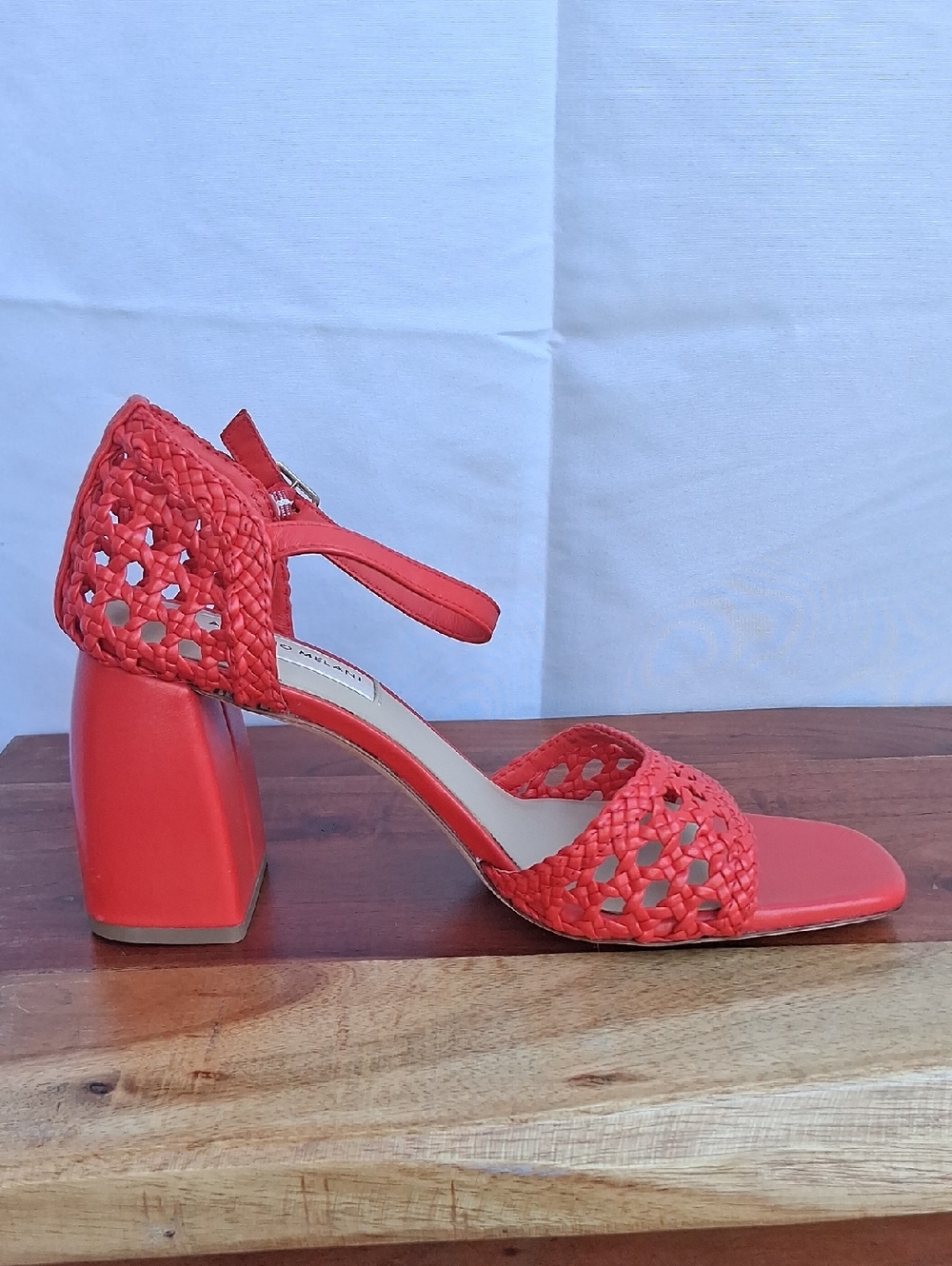ANTONIO MELANI Red Braided Block Heel Sandals 7.5 - Picture 9 of 12